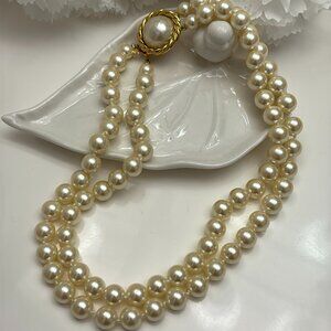 CAROLEE FAUX PEARL DOUBLE STRAND NECKLACE